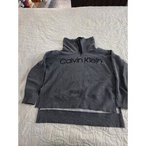 Calvin Klein Sweatshirt Womens Medium Gray Casual High Neck Performance Sweater